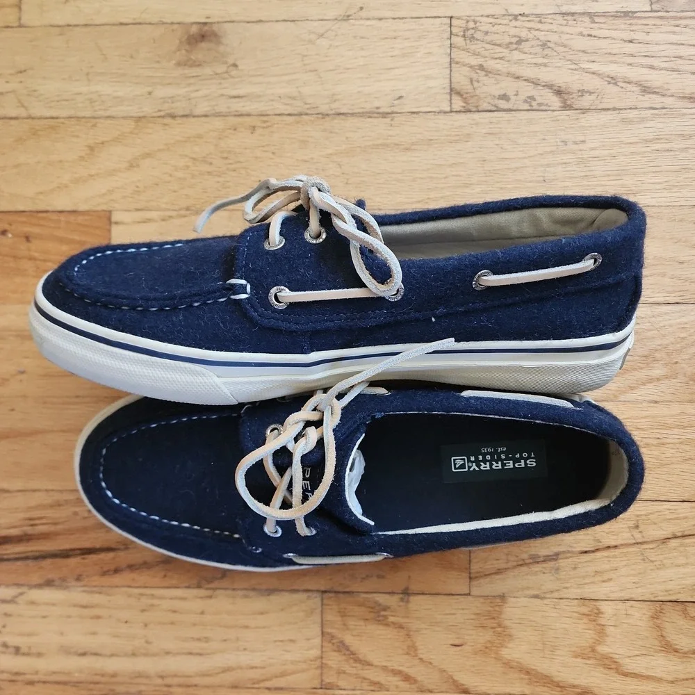 Sperry Top-Sider Bahama 2-Eye Wool Men's Boat Shoes Navy Blue 10.5 M 10281873